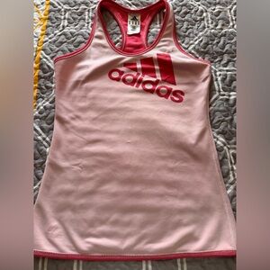 adidas Pink Racerback Tank with Red Logo Accents